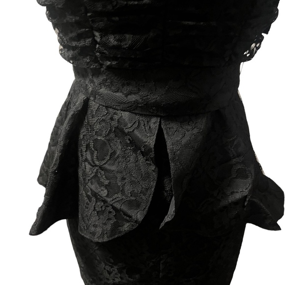 VTG ROBERTA CALIFORNIA BLACK Floral LACE Gothic ROMANTIC Evening DRESS Women’s - Picture 5 of 15